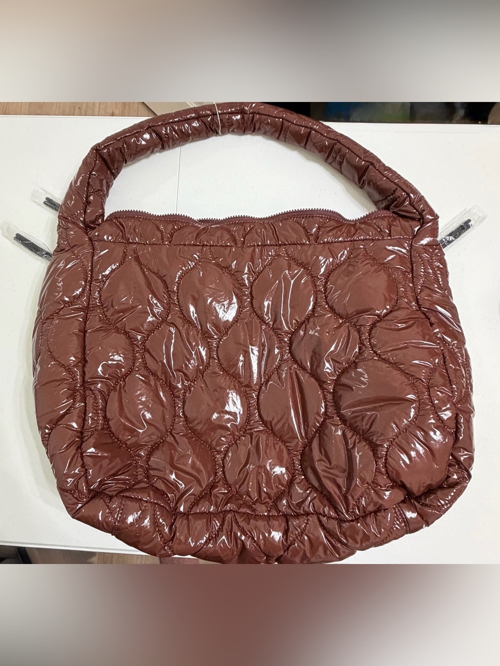 NWT FP Movement Surplus Shine Quilted Carryall Bag Nutshell Brown Puffer Tote - Picture 5 of 14